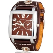 Stylish Men's Analog Watch with Faux Leather Strap (Brown)