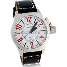 Stylish PU Leather Band Wrist Watch (White)