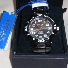 Superb Men's Omax Black Quartz Watch1 Yr International Warrantywater Resistant