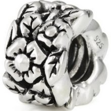 Sweet Flower Vine, Solid Sterling Silver European Bead Fits All Major Brands