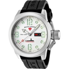 Swiss Legend 10543-02 Men's Submersible White Dial Black Silicone Watch