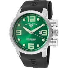 SWISS LEGEND Watches Men's Ambassador Green Dial Black Silicone Black