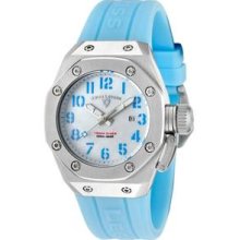 Swiss Legend Women's Trimix Diver White Mop Dial Baby Blue Silicone