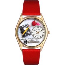 Teacher Red Leather And Goldtone Watch ...