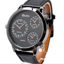 Three Time Zone Russian Army Military Quartz Sports Leather Mens Watch Gift
