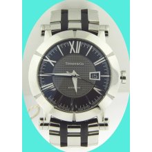 Tiffany & Co Gents Atlas Automatic Ss/blakck Rubber Black Dial Retail $6000