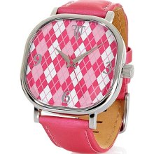 Timepieces By Randy Jackson Argyle-Print Dial Sateen Leather Strap