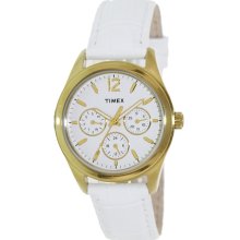 Timex Women's Kaleidoscope T2P071 White Leather Analog Quartz Watch with White Dial