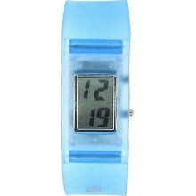Toc Unisex Digital Blue Translucent Plastic Strap Watch With Date, Boxx188