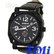 Topsell 2012 New Black Face Military Automatic Watch Leather Mens Ch
