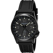 Torgoen Swiss T05301 Men's 42Mm Aviation Watch With 24Hr Dual Time Zone (Gmt) And Black Pu Strap