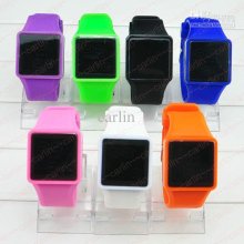 Touch Screen Led Mirror Digital Watch Candy Jelly Silicone Watches L