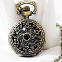 Trumpet emiie flower fashion Pocket Watch Necklace Vintage Jewelry hb118