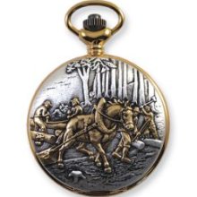 Two-Tone White Dial Quartz Lumberjack Pocket Watch