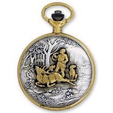 Two-Tone White Dial Quartz Hunting Pocket Watch