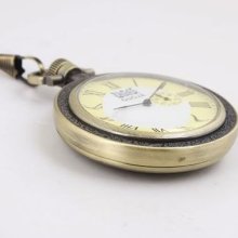 Unique Faux Leather Back Mechanical Pocketwatch Na12