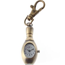 Unisex Bowling Design Alloy Analog Quartz Keychain Watch (Bronze)