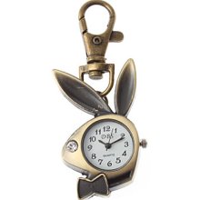 Unisex Rabbit Design Alloy Quartz Analog Keychain Watch (Bronze)
