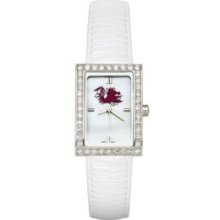 UNIV OF SO CAROLINA LADIES ALLURE WATCH WHITE LEATHER STRAP