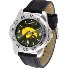 University Of Iowa Hawkeyes Mens Leather Sport Watch