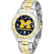 University of Michigan Wolverines Men's Stainless Steel and Gold Tone