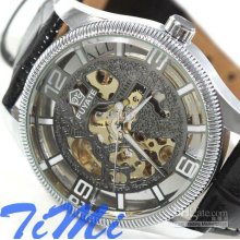 Vegan Mens Automatic Watches Fully See Through Skeleton Gold Freeshi
