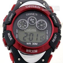 Vegan Ohsen Red&black Digital Led Alarm Quartz Diving Watch Free