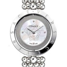 Versace Watch Eon 79q Steel +white Mop With Medusa Steel Bracelet Italian Design
