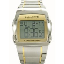 VibraLite 8 Vibrating Watch (Stainless Steel Band/Gold Trim)