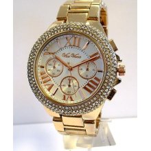 Vice Versa 1233 Womens Rose Gold Stone Studded Chrono Design Dial Watch