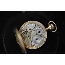 Vintage 0 Size Elgn Tri Color Hunting Case Pocket Watch With Diamond Keeps Time