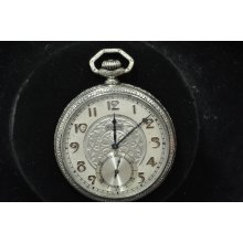 Vintage 12 Size Elgin Pocket Watch Grade 345 Very Fancy Dial Keeping Time!!