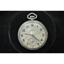 Vintage 12 Size Illinois White Gold Filled Pocket Watch Grade 405 Keeping Time!