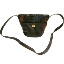 Vintage 80's Multi-color Leather Patchwork Shoulder Cross Body Bucket Bag Purse