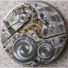 Vintage Elgin Pocket Watch Movement & Dial 42 Mm. In Diameter To Restore.