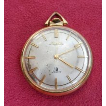 Vintage Japan Ricoh Gold Plated 19 Jewels Pocket Watch Runs Well