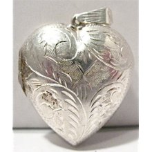 Vintage Sterling Silver Locket Large Puff Heart Beats Like A Heart 14 Grams