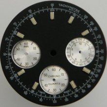 Vintage Swiss Tachymeter Chronograph Black & Silver Watch Dial Lemania 839