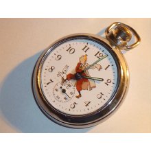 Vintage TINTIN & SNOWY Character Dial Pocket Watch
