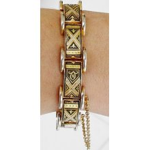 Vintage Toledo Spain Spanish Gilt Damascene Link Bracelet