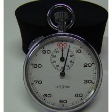 Vintage Used Lemania White Dial Sub Second Wheel Stopwatch