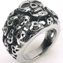 Vogue Men's Big&small Skulls Ghosts Hollow Stainless Steel Biker Ring Size 6-13