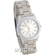 Water Resistant Analog Watch with Glow-in-the-Dark Hands (Silver)