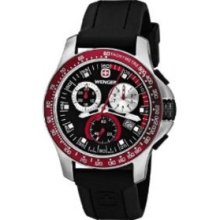 Wenger Mens 70789 Battalion Field Chrono Red and Black Rubber Strap