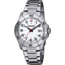 WengerÂ® Mens Alpine White Dial Stainless Steel Bracelet Watch Dynamic