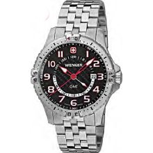 Wenger Men's 'Squadron GMT' Black Dial Dual Time Watch ...