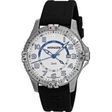 Wenger Squadron Men's Gmt Watch 77070 With Sapphire Crystal Silver Dial