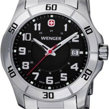 Wenger Stainless Steel Alpine Watch, Black Dial ...