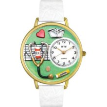 Whimsical Ladies Goldtone Nurse Watch Green