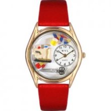 Whimsical Watches - C-0440004 - Whimsical Womens Quilting Red Leather